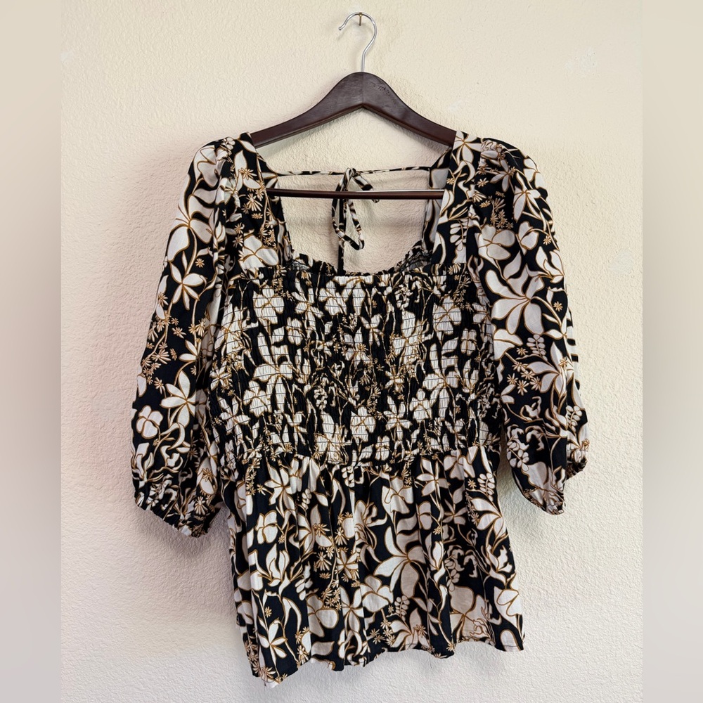 Ava & Viv 1X Floral Top 100% Cotton